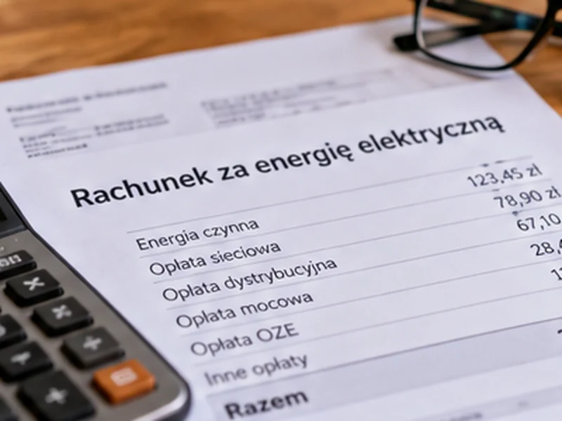 Ilustracja domowego rachunku za energię elektryczną, kalkulatora i notatek z wydatkami